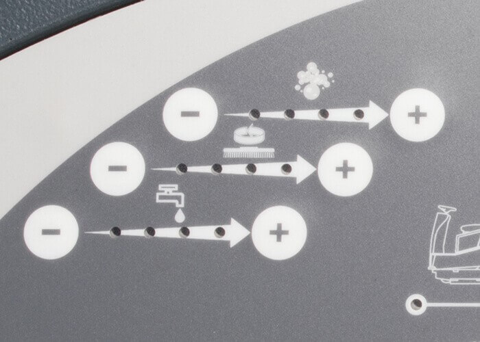TTV678G Floor Scrubber dosing controls