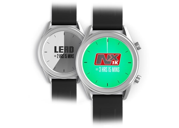 Two watches that represent the runtime of a lead battery vs NX1K lithium iron phosphate battery