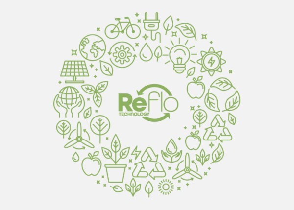 green graphic with the word reflo in the centre surrounded by green line drawings