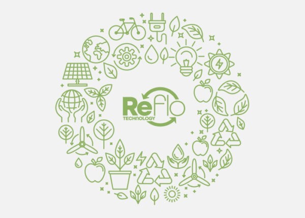 green graphic with the word reflo in the centre surrounded by green line drawings